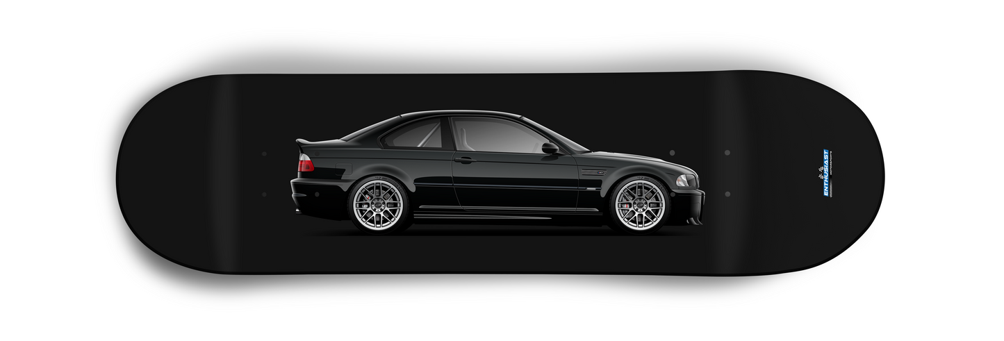 BMW E46 M3 Black Skateboard Skate Deck art for decoration and display