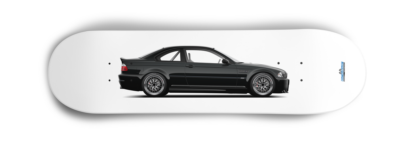 BMW E46 M3 Black Skateboard Skate Deck art for decoration and display