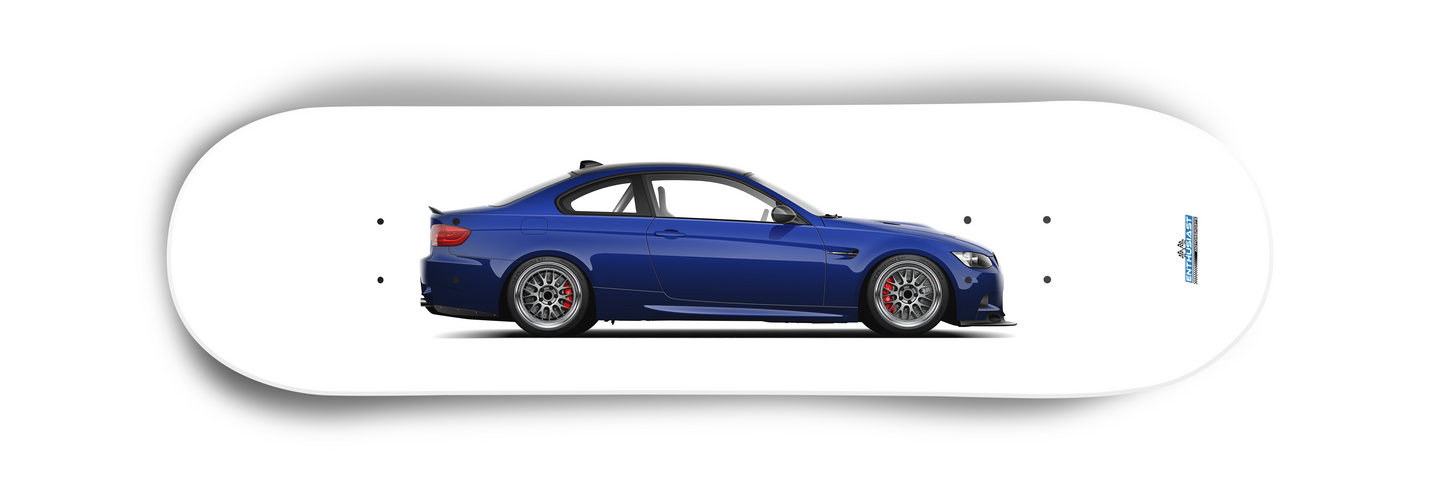 BMW E92 M3 Interlagos Blue Skateboard Skate Deck art