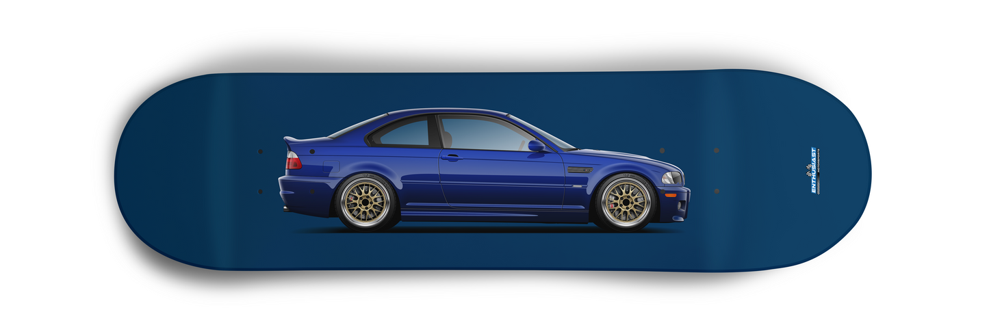 BMW E46 M3 Interlagos Blue Skateboard Skate Deck art