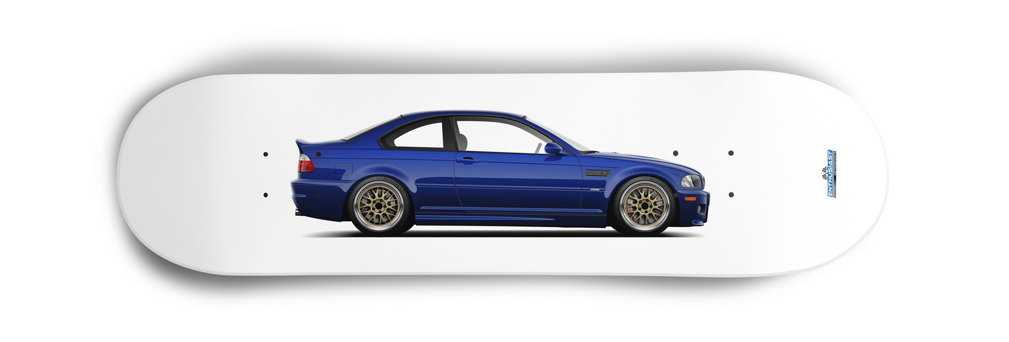 BMW E46 M3 Interlagos Blue Skateboard Skate Deck art