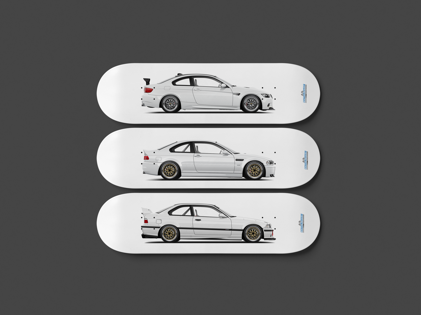BMW E36 M3 White Skateboard Skate Deck art