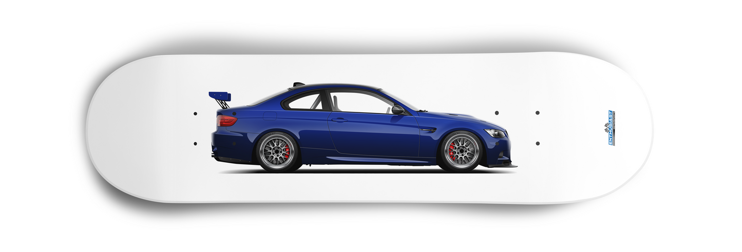 BMW E92 M3 Interlagos Blue Skateboard Skate Deck art
