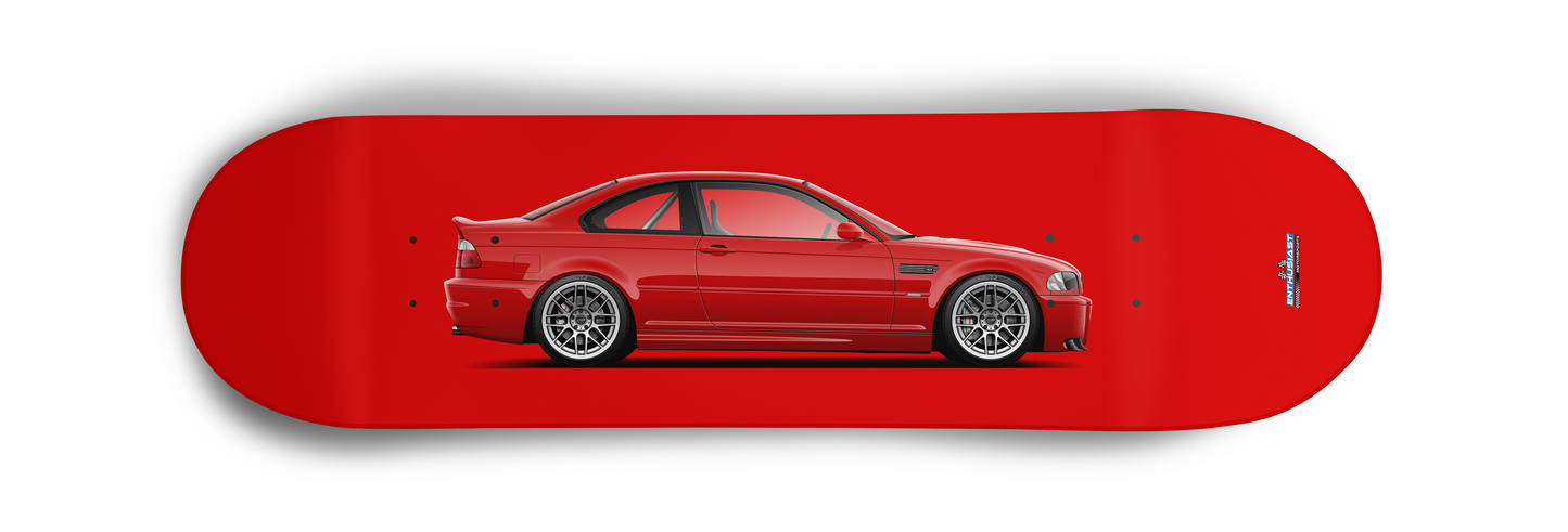 BMW E46 M3 Red Skateboard Skate Deck art