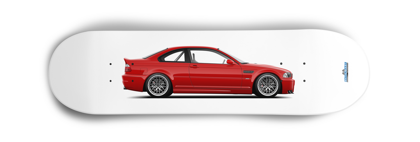BMW E46 M3 Red Skateboard Skate Deck art