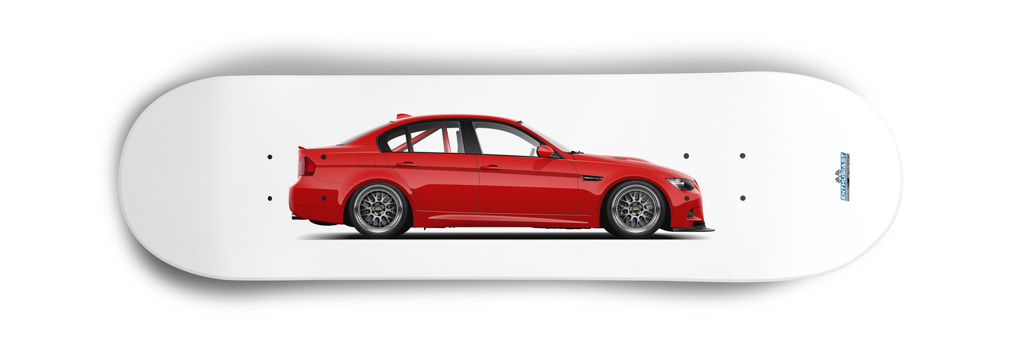 BMW E90 M3 Red Skateboard Skate Deck art