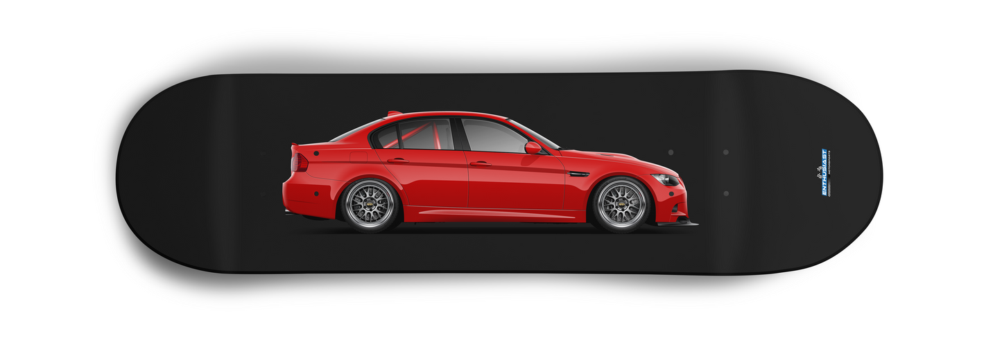 BMW E90 M3 Red Skateboard Skate Deck art