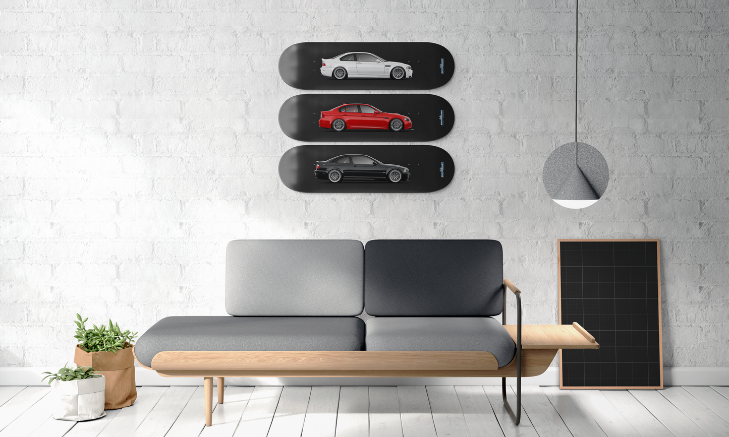BMW E36 M3 White Skateboard Skate Deck art
