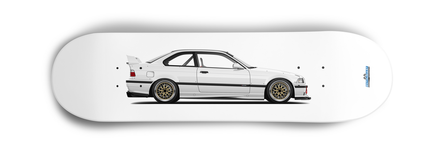 BMW E36 M3 White Skateboard Skate Deck art